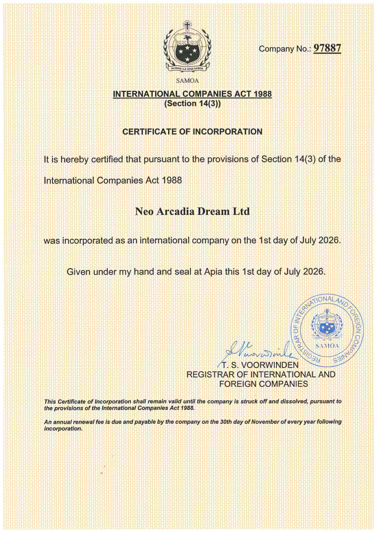 Certificate of Incorporation